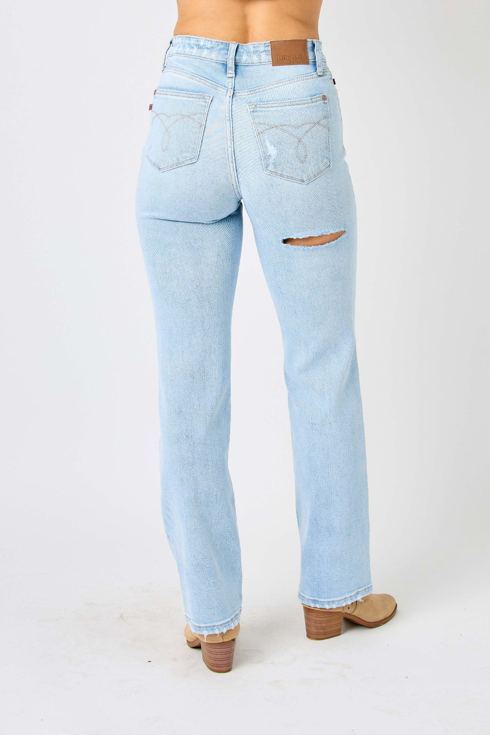 Judy Blue Full Size High Waist Distressed Straight Jeans